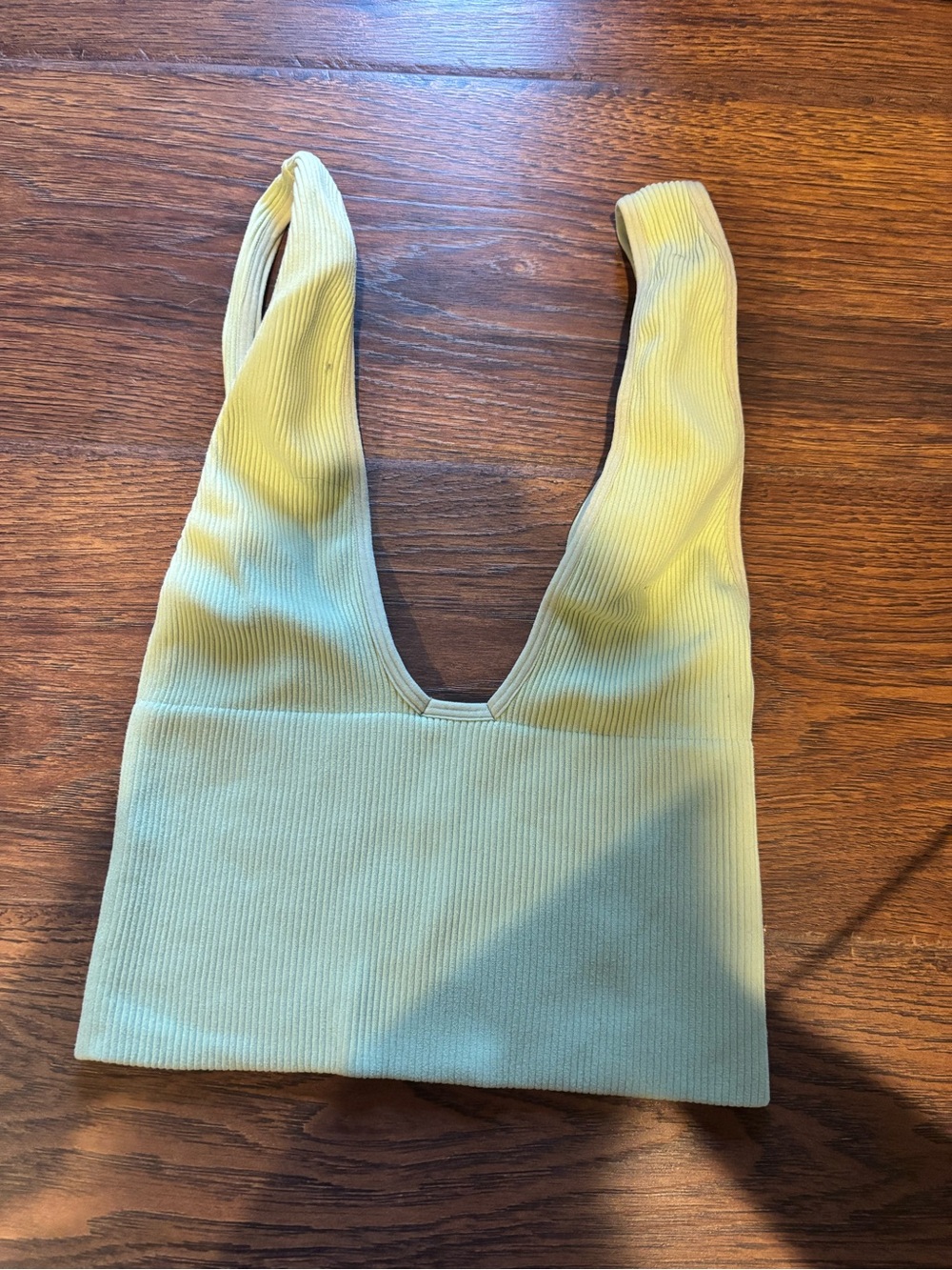 Free People Ribbed V-Neck Crop Tank in Sage Green